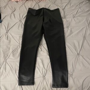 Aqua leather  Black leggings